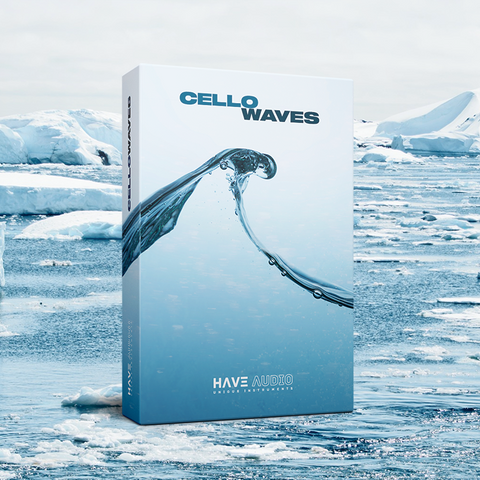 CELLO WAVES Kontakt instrument expansion for Nørdic Cello cover featuring close-up of a wave — designed for arpeggiando, cinematic string textures
