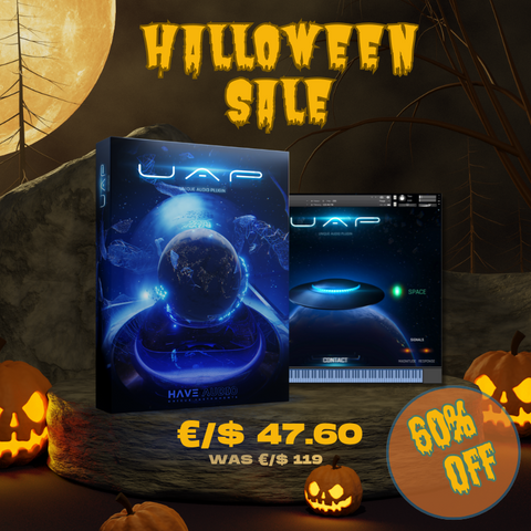 UAP Kontakt Instrument with Halloween-themed background and pumpkins