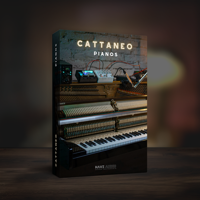CATTANEO Pianos Bundle cover – includes Upright Piano, Electric Piano, and bonus Cassette piano loops; intimate, analog-detailed Kontakt library pack