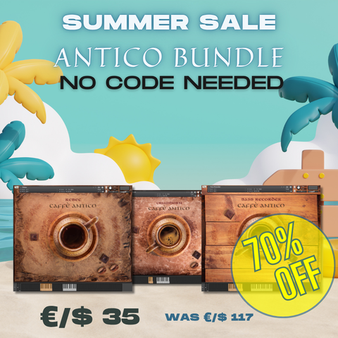 Antico Bundle promotional artwork. Summer Sale - €/$ 35 Only. 