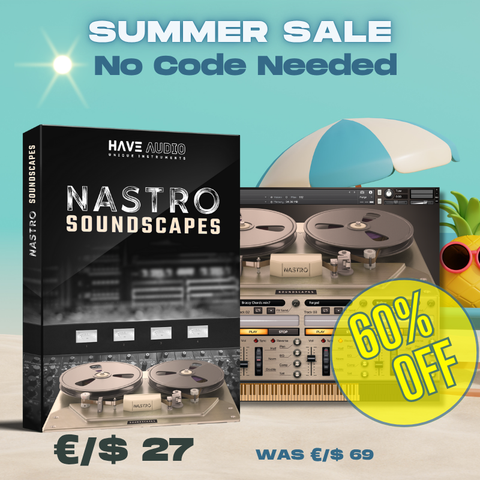 Nastro Soundscapes artwork on a gradient background. Summer Sale - €/$ 27 Only. 